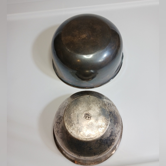 Vintage Lot Of 2 Signed Sterling Silver Unpolished Cup Bowl - 146g - Picture 4 of 11